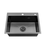 Кухонная мойка Kroner KRP Schwarze 5843HM PVD (3,0/1,0 мм), фото , изображение 3 | SNABZHENIE.com.ua