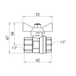 Кран шаровой STA 1/2 ВВ PN30 латунный с желтой бабочкой, фото , изображение 2 | SNABZHENIE.com.ua