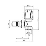 Кран вентильний радіаторний з системою антипротечка STA 1/2 ВН кутовий, нікельований, фото , зображення 2 | SNABZHENIE.com.ua