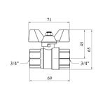 Кран шаровий Karro Premium 3/4 ВВ PN40 бабочка, нікельований, фото , зображення 2 | SNABZHENIE.com.ua