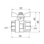 Кран шаровий STA Premium 3/4 ВВ PN40 бабочка, нікельований, фото , зображення 2 | SNABZHENIE.com.ua