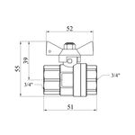 Кран шаровий STA 3/4 ВВ PN30 жовта бабочка, латунний, фото , зображення 2 | SNABZHENIE.com.ua