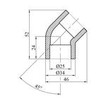 Колено 45° PPR GrandiTherm 25 мм, фото , изображение 2 | SNABZHENIE.com.ua