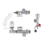 Колекторна група Karro 3/4 в зборі з термостатичним прямим краном KR-88000 нікельована, фото  | SNABZHENIE.com.ua