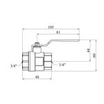 Кран шаровий STA 3/4 ВВ PN30 з ручкою, никельований, фото , зображення 2 | SNABZHENIE.com.ua