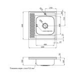 Кухонная мойка накладная Kroner KRP Dekor 6060R (0,6 мм), фото , изображение 2 | SNABZHENIE.com.ua