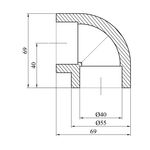 Колено 90° PPR Baux 40 мм, фото , зображення 2 | SNABZHENIE.com.ua