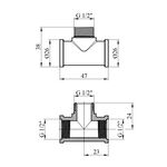Тройник посилений LexLine 1/2 ВНВ латунний УК0211-В, фото , зображення 2 | SNABZHENIE.com.ua