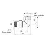 Сгон угловой усиленный LexLine 3/4 ВН латунный УК0804-В, фото , изображение 2 | SNABZHENIE.com.ua