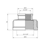 Муфта переходная LexLine 1 1/4х3/4 ВВ никелированная НК0312-Вн, фото , изображение 2 | SNABZHENIE.com.ua