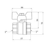 Кран шаровой Karro Standart 1" ВВ PN30, никелированный, бабочка, фото , изображение 2 | SNABZHENIE.com.ua