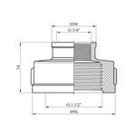 Муфта перехідна посилена LexLine 1 1/2 х 3/4 ВВ нікельована НК0310-Вн, фото , зображення 2 | SNABZHENIE.com.ua