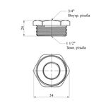 Футорка посилена LexLine 1 1/2х3/4 НВ никельована НК0724-Вн, фото , зображення 2 | SNABZHENIE.com.ua