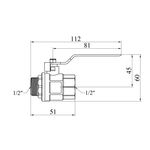 Шаровой кран Karro Standart 1/2 ВН PN30, никелированный, ручка, фото , изображение 2 | SNABZHENIE.com.ua