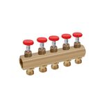 Колектор регулюючий Karro на 5 виходів 1х3/4 з витратоміром, латунний KR-1011U, фото  | SNABZHENIE.com.ua