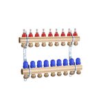 Колектор в зборі STA на 9 виходів 1x3/4 з євроконусами, латунний, фото  | SNABZHENIE.com.ua