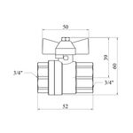 Кран шаровый газовый 3/4" ВВ PN30 с желтой бабочкой, никелированный, фото , изображение 2 | SNABZHENIE.com.ua