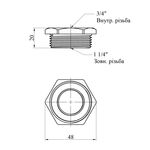 Футорка Karro никелированная 1 1/4х3/4 НВ KR-3115, фото , изображение 2 | SNABZHENIE.com.ua