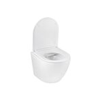 Унітаз підвісний Kroner Harz WHI493736 RIMLESS безободковий з сидінням Slim Duroplast / Soft-close / Quick release (KH493736WHIR), фото , зображення 3 | SNABZHENIE.com.ua