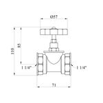 Вентиль запорний полнопроходний LexLine 1 1/4 ВВ PN16 латунний УК1123-ПАпп, фото , зображення 2 | SNABZHENIE.com.ua
