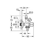 Кран приборный Grohe 22036000 1/2"х3/8"х3/4", фото , изображение 2 | SNABZHENIE.com.ua