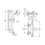 Смеситель для ванної Grohe Grohtherm 800 34567000 з душовим гарнітуром 27853001 (34567001), фото , зображення 2 | SNABZHENIE.com.ua
