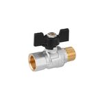 Шаровой кран WaGa 1/2 ВН PN40 с бабочкой, никелевый, фото , изображение 3 | SNABZHENIE.com.ua