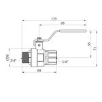 Шаровий кран WaGa 3/4 ВН PN40 з нікельованою ручкою, фото , зображення 2 | SNABZHENIE.com.ua