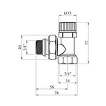 Кран термостатический угловой STA 3/4" М30х1,5 никелированный, фото , изображение 2 | SNABZHENIE.com.ua