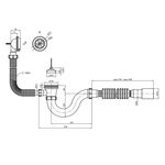 Сифон для ванны Agua BS02 1 1/2" с переливом, прямоточный 40/50 мм, фото , изображение 2 | SNABZHENIE.com.ua