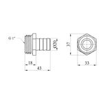 Штуцер LexLine 1 РН, D=20 мм, латунный, УК0010-0, фото , изображение 2 | SNABZHENIE.com.ua