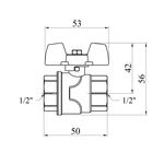 Кран шаровой WaGa 1/2 ВВ PN40 бабочка, никелированный, фото , изображение 2 | SNABZHENIE.com.ua