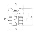 Шаровой кран WaGa 1 ВВ PN40, никелированный, бабочка, фото , изображение 2 | SNABZHENIE.com.ua
