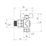 Кран-американка шаровой угловой WaGa 1/2 PN40, никелированный, фото , изображение 2 | SNABZHENIE.com.ua