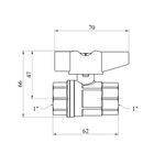 Кран шаровой Karro UNO 1" ВВ PN40 бабочка, никелированный, фото , зображення 2 | SNABZHENIE.com.ua