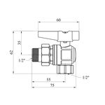 Кран-американка шаровой угловой Karro "Uno Black" 1/2" ВН PN40 бабочка, фото , зображення 2 | SNABZHENIE.com.ua