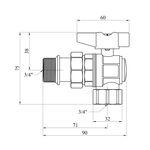 Кран-американка шаровой угловой Karro "Uno Black" 3/4" ВН PN40 бабочка, фото , зображення 2 | SNABZHENIE.com.ua