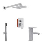 Набор 2 в 1 душевая система Kroner Edelstahl Kubus-ESG082 + смеситель Edelstahl Kubus-ESG010, фото  | SNABZHENIE.com.ua