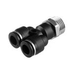 Соединение цанговое Y-образное для полиуретановых и др. шлангов 10*10 мм, 1/2" нар. резьба INTERTOOL PT-2388, фото , зображення 2 | SNABZHENIE.com.ua