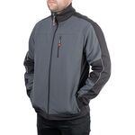 Куртка SOFTSHELL темно-сіра-чорна, трьохшарова, тканина стрейч SOFTSHEL 300 GSM 100D з водо- та вітрозахистом, 96% поліестер і 4% еластан, розмір S INTERTOOL SP-3131, фото , зображення 3 | SNABZHENIE.com.ua