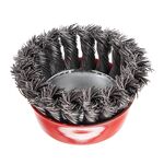 Чашечная щетка 75 мм для УШМ, М14, витая проволока INTERTOOL BT-2075, фото , изображение 2 | SNABZHENIE.com.ua