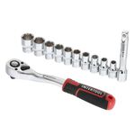 Набор головок 1/2" 10-24 мм, удлинитель, рукоятка 72 зуба, 12 ед., фото , изображение 2 | SNABZHENIE.com.ua