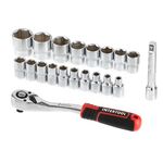 Набор головок 1/2" 8-32 мм., удлинитель, рукоятка с храповым механизмом 72 зуба, 20 ед., Cr-V STORM INTERTOOL ET-8016, фото , зображення 2 | SNABZHENIE.com.ua