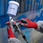 Перчатка трикотажная синтетическая красная с серым нитрилом 10 INTERTOOL, фото , изображение 2 | SNABZHENIE.com.ua