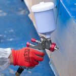 Перчатка трикотажная синтетическая красная с серым нитрилом 10 INTERTOOL, фото , изображение 3 | SNABZHENIE.com.ua