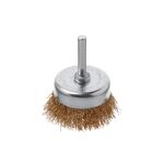 Щітка чашкова, 50 мм, 1/4", кручений дріт покритий латунню, для дриля, 4500 об/хв, фото  | SNABZHENIE.com.ua