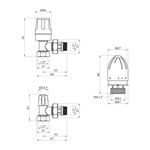 Комплект радиаторных угловых кранов Karro 1/2" ВН (верхний+нижний) с термоголовкой, никелированные KR-5301, фото , изображение 2 | SNABZHENIE.com.ua