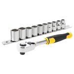 Тріщатка з головками STANLEY: квадрат 3/8, 72 зубці, крок 5* + 10 торцевих головок [11 од.], фото  | SNABZHENIE.com.ua