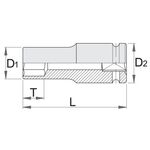 Головка торцева ударна подовжена UNIOR 80 (233/4L6p), фото , зображення 2 | SNABZHENIE.com.ua
