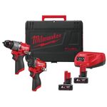 Набор из двух инструментов аккумуляторных бесщеточных M12 FPP2X2-402X MILWAUKEE, фото , зображення 3 | SNABZHENIE.com.ua